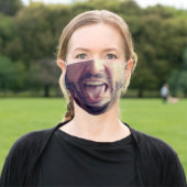 funny beard man tongue out adult cloth face mask (Outside)
