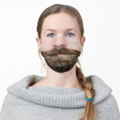 Funny beard mouth photo adult cloth face mask (Worn)