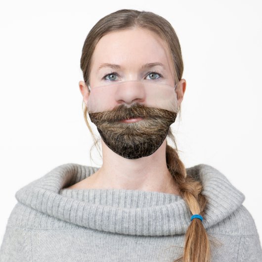 Funny beard mouth photo adult cloth face mask (Worn)