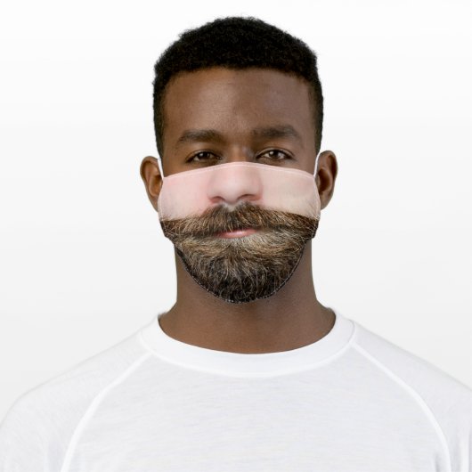 Funny beard mouth photo adult cloth face mask (Worn)