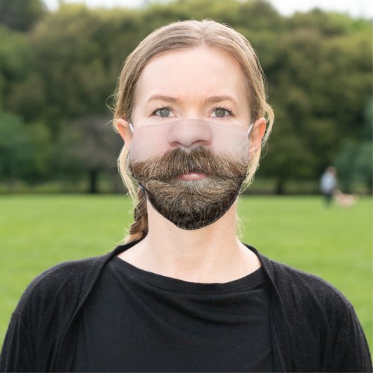 Funny beard mouth photo adult cloth face mask (Outside)