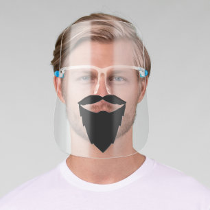Funny Beard Mustache Hipster Bearded Man Face Shield