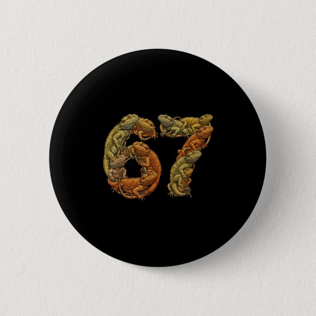 Funny Bearded Dragon 6 7 Meme Six Seven Beardzilla Button (Front)