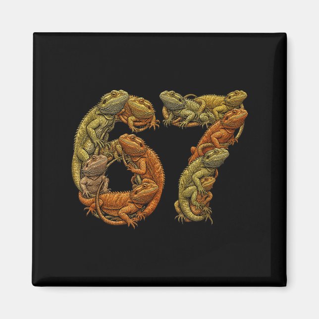 Funny Bearded Dragon 6 7 Meme Six Seven Beardzilla Magnet (Front)