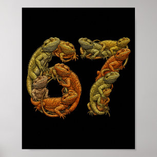 Funny Bearded Dragon 6 7 Meme Six Seven Beardzilla Poster