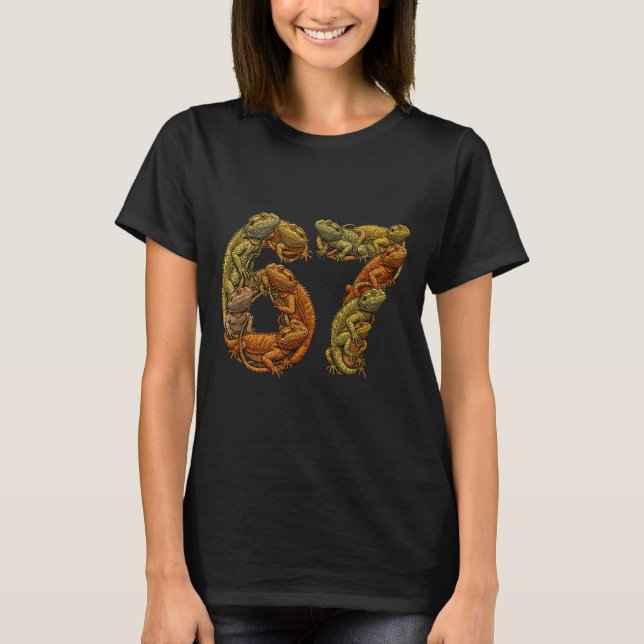 Funny Bearded Dragon 6 7 Meme Six Seven Beardzilla T-Shirt (Front)
