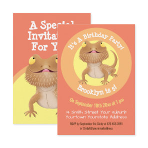 Funny bearded dragon cartoon invitation