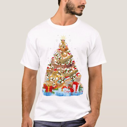 Funny Bearded Dragon Christmas Tree T_Shirt