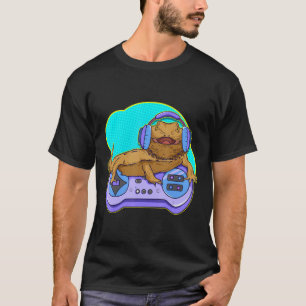 Funny Bearded Dragon Gamer Computer Game Player Li T-Shirt