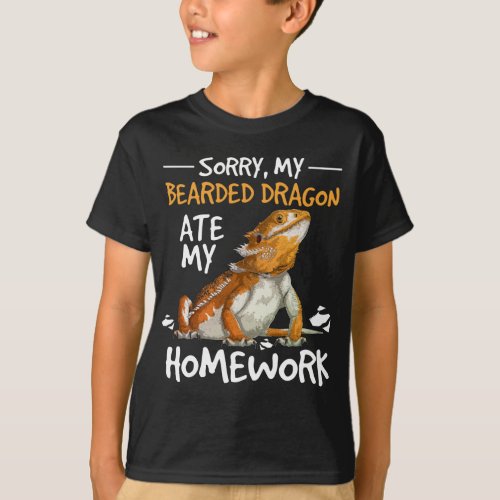 Funny Bearded Dragon Homework Kids T_Shirt