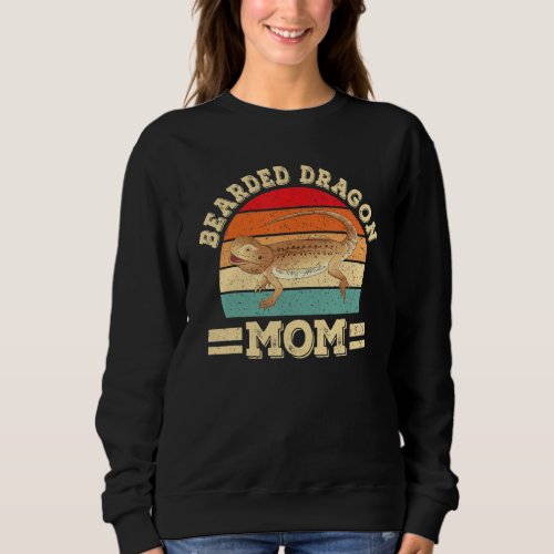 Funny Bearded Dragon Mom Lizard Reptile Retro Wome Sweatshirt