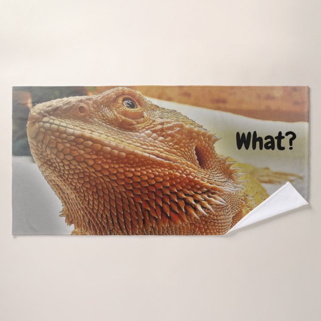 Funny Bearded Dragon Photo Print Bath Towel Set (Bath Towel)