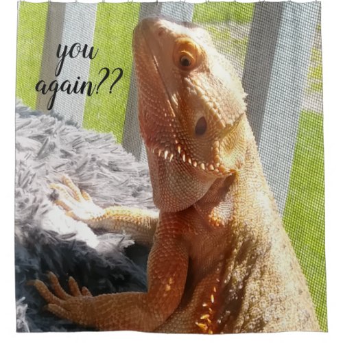 Funny Bearded Dragon Photo Print Shower Curtain
