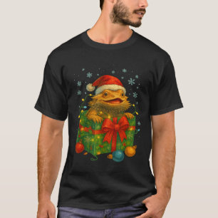 Funny Bearded Dragons Santa Christmas Tree Lights  T-Shirt