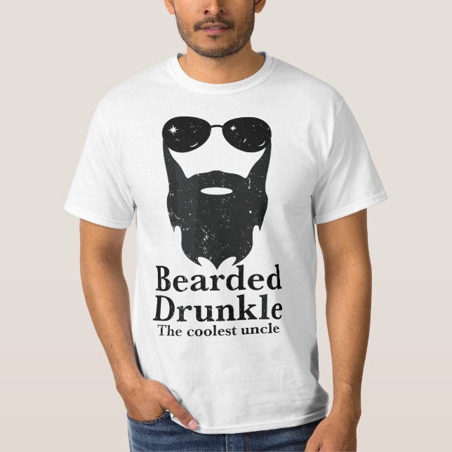 Funny Bearded Drunkle Drunk Uncle Drinking Gift T-Shirt (Front)