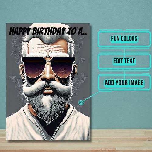 Funny Bearded Dude Birthday with Sunglasses Card