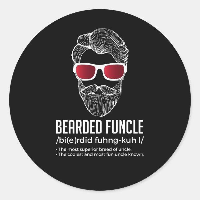 Funny Bearded Funcle Definition Novelty Classic Round Sticker (Front)