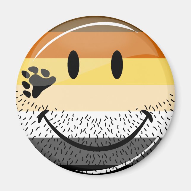 Funny Bearded Happy Gay Bear Pride Flag Magnet (Front)