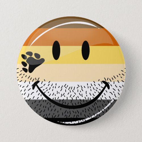 Funny Bearded Happy Gay Bear Pride Flag Pinback Button