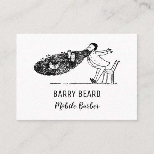Funny Bearded Man Bird Nest Beard Barber Template Business Card