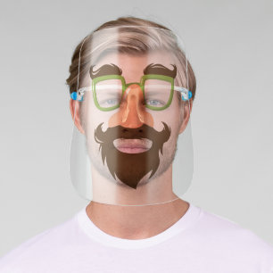 Funny Bearded Man with Glasses Face Shield