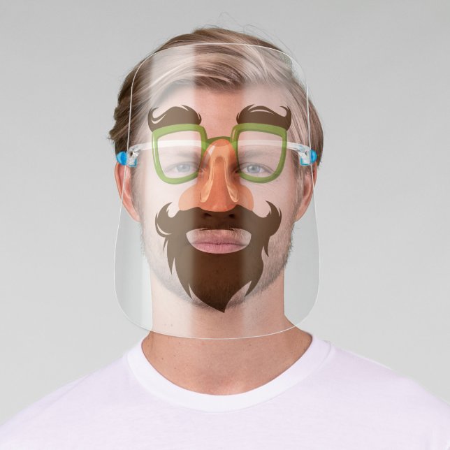 Funny Bearded Man with Glasses Face Shield (Insitu)