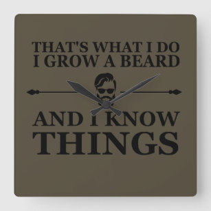 funny bearded quote square wall clock