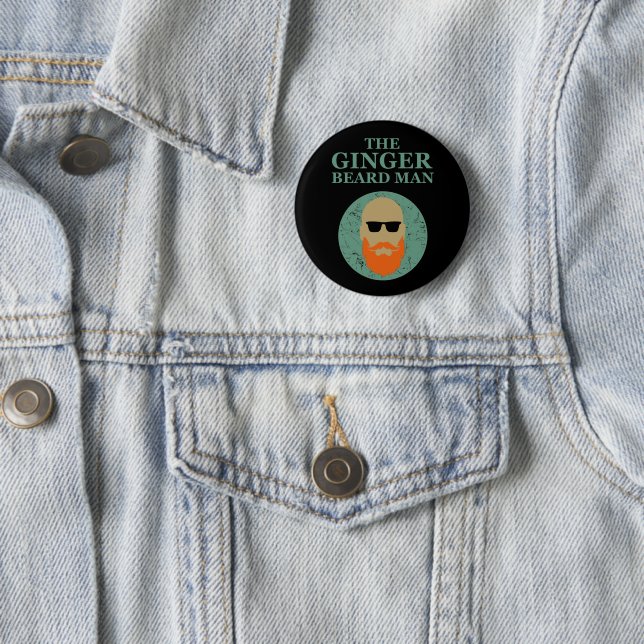Funny bearded quotes ginger beard man button (In Situ)
