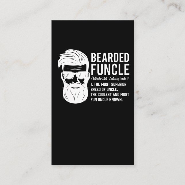 Funny Bearded Uncle Definition Mustache Humor Business Card (Front)