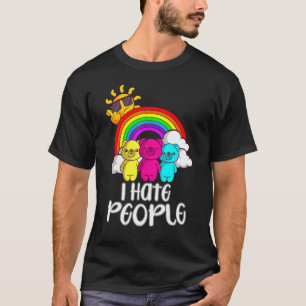 Funny Bears And Rainbow I Hate People Antisocial I T-Shirt