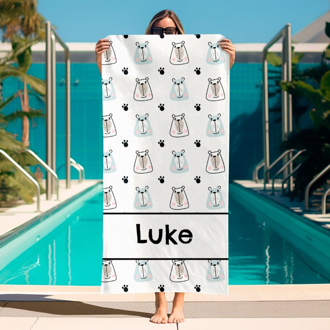 Funny Bears Kids  Beach Towel (kids beach towel with name)