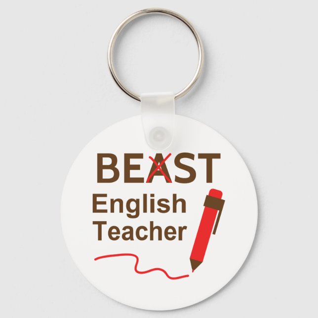 Funny Beast or Best English Teacher Keychain (Front)