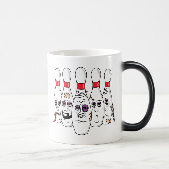 Funny Beat Up Bowling Pins Color Morph Mug (Right)