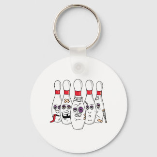Funny Beat Up Bowling Pins Keychain