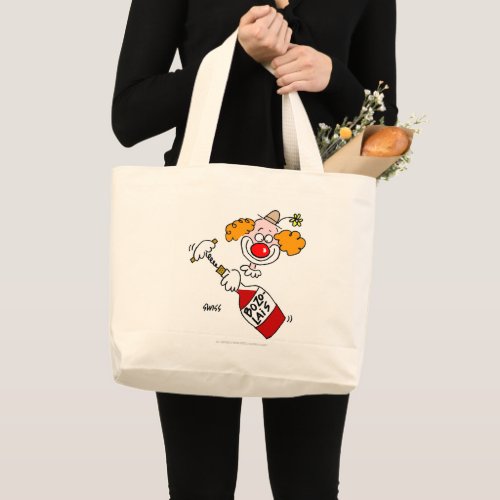 Funny Beaujolais Wine and Clown Cartoon Art Large Tote Bag