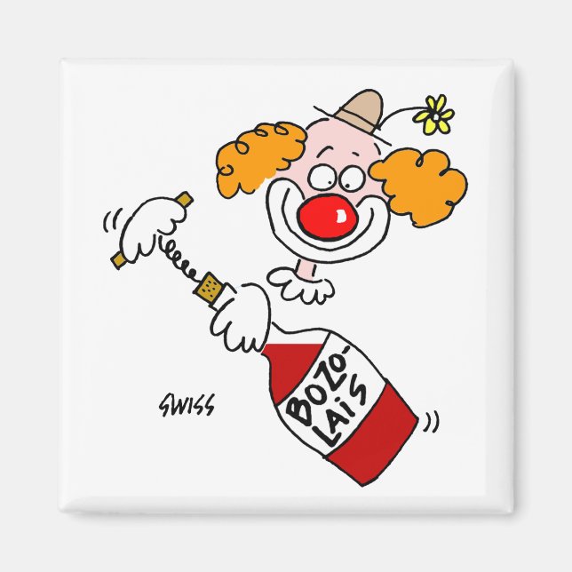 Funny Beaujolais Wine Cartoon Tasting Party Favor Magnet (Front)