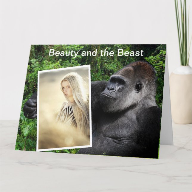 Funny Beauty and Beast Gorilla Card (Front)
