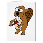 Funny Beaver Brushing Teeth Cartoon (Front)