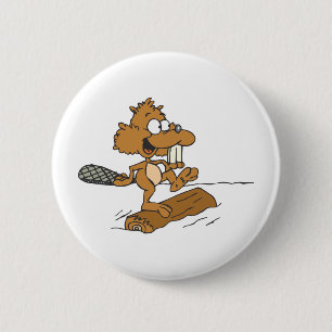 Funny Beaver Button