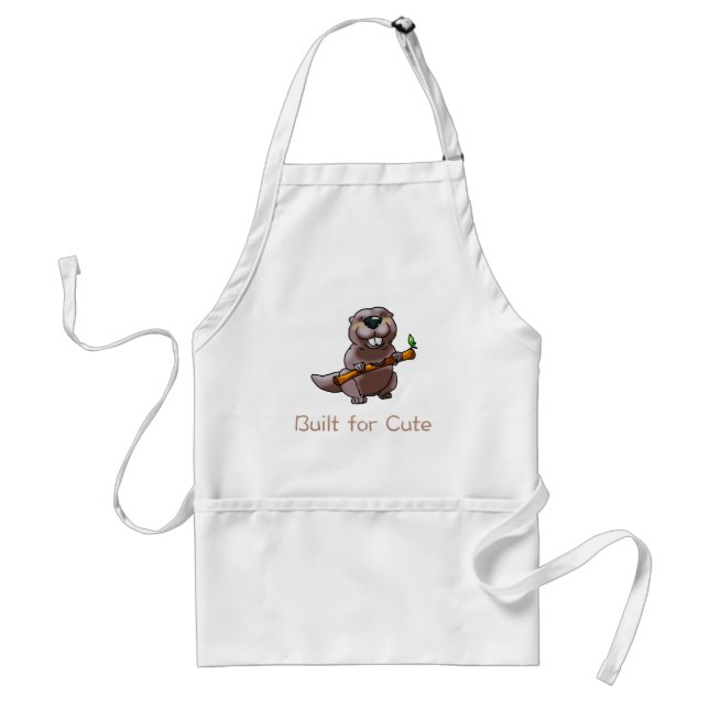 Funny Beaver Cartoon – Built for Cute Adult Apron (Front)