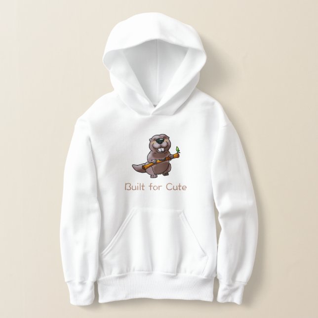 Funny Beaver Cartoon – Built for Cute Hoodie (Laydown)