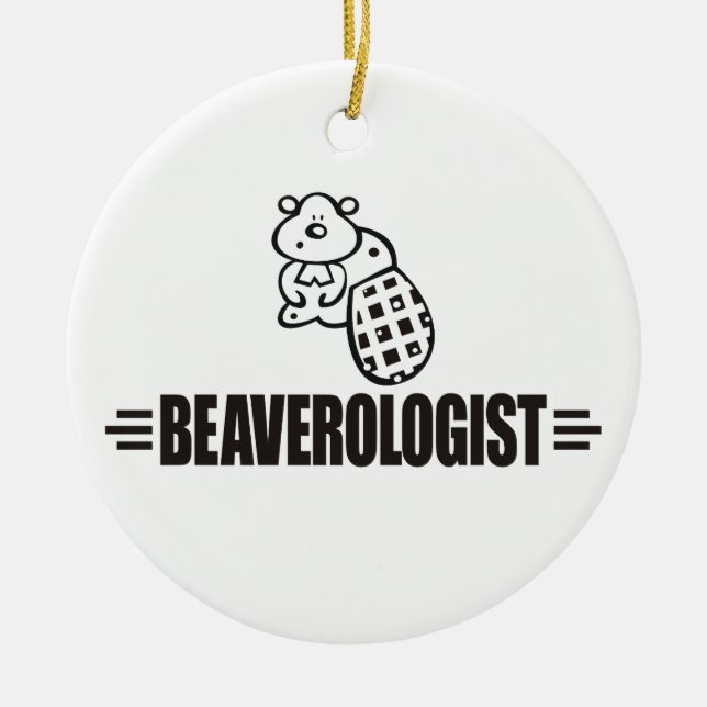 Funny Beaver Ceramic Ornament (Front)
