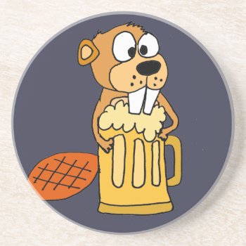 Funny Beaver Drinking Beer Drink Coaster by naturesmiles at Zazzle