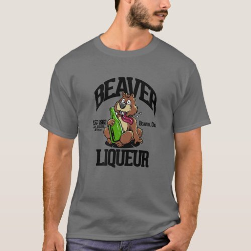 FUNNY BEAVER LIQUOR BEAVER LIQUEUER DRINKING HUMOR T_Shirt