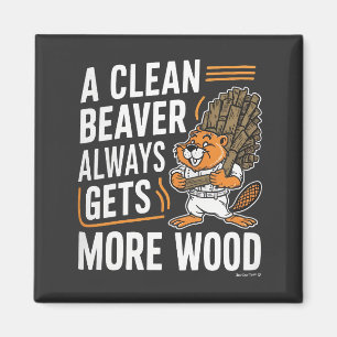 Funny Beaver Lumber Pun Vintage Art Magnet