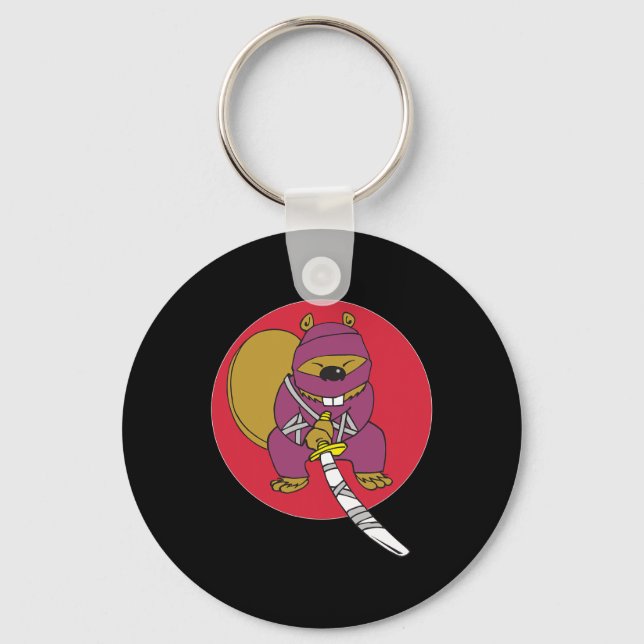 Funny Beaver . Ninja Beaver  Keychain (Front)