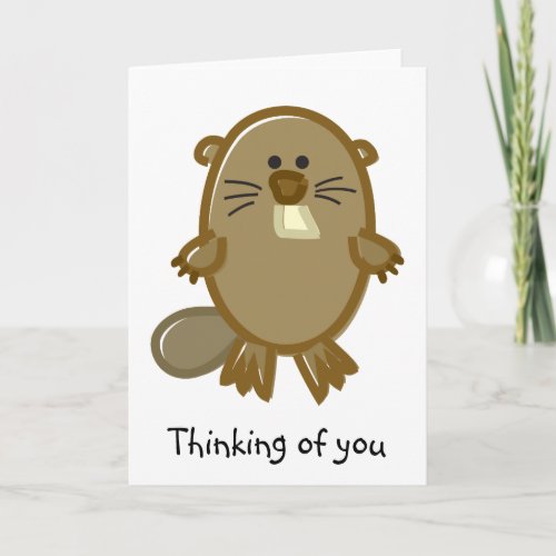 Funny Beaver on White Card