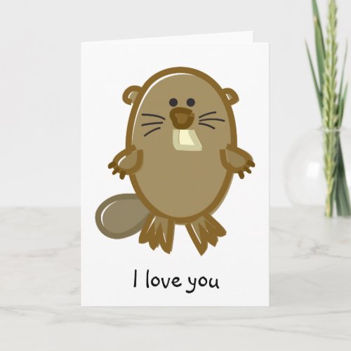 Funny Beaver on White Card