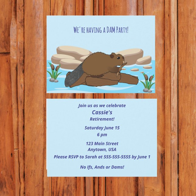 Funny Beaver Party | “We're having a DAM Party" Invitation (Creator Uploaded)