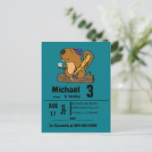 Funny Beaver Playing Baseball Birthday Party Invitation Postcard (Standing Front)